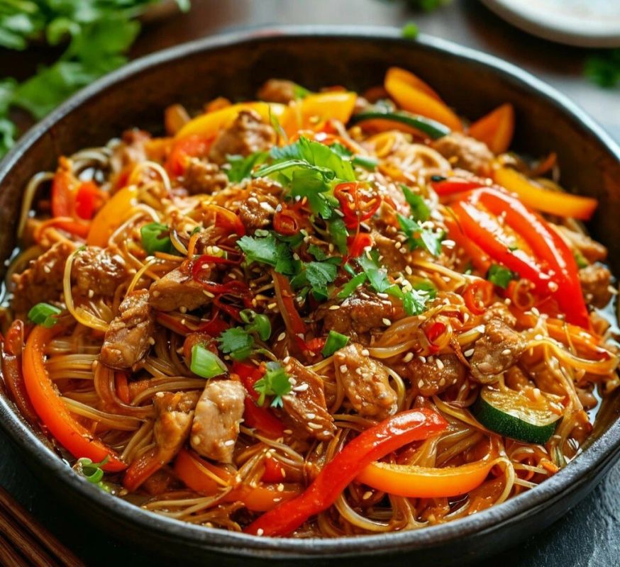 Фунчоза с свининой и овощами: как простой ужин удивит ваших гостей