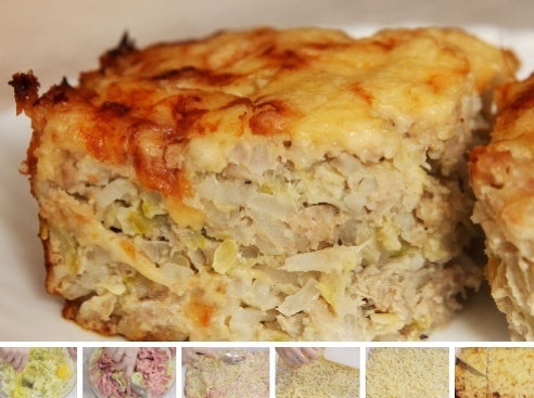 Запеканка из кабачков с рисом и фаршем