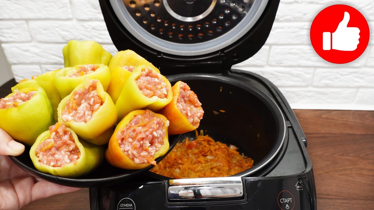 Нежный фаршированный перец с рисом в мультиварке